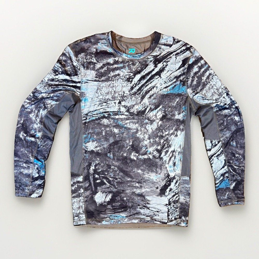 Realtree Fishing Men's S Gray Camo Long Sleeve Performance Fishing T-Shirt